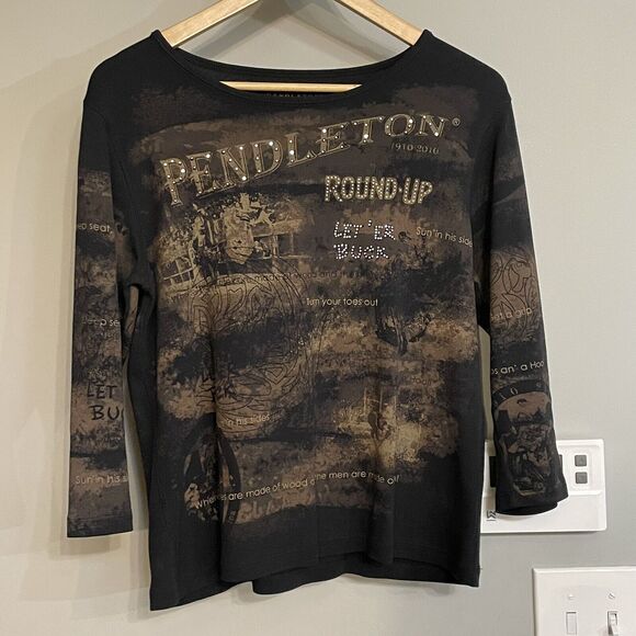 Pendleton Top Graphic‎ Rodeo Round Up Pullover Tee Womens Medium EUC - Picture 4 of 10